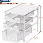 Simple Houseware 3 Tier White Alloy Steel Sliding Basket Organizer Drawer Cabinet