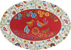 Bico Red Spring Bird Ceramic 16 inch Oval Platter, Microwave & Dishwasher Safe