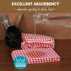 Native Fab Gingham Cotton Kitchen Towel 4 Pack 16"x26" - Absorbent Tea Linen Towels, Dish Cloths, Restaurant Cleaning Towel, Dish Towels with Hanging Loop, Red White