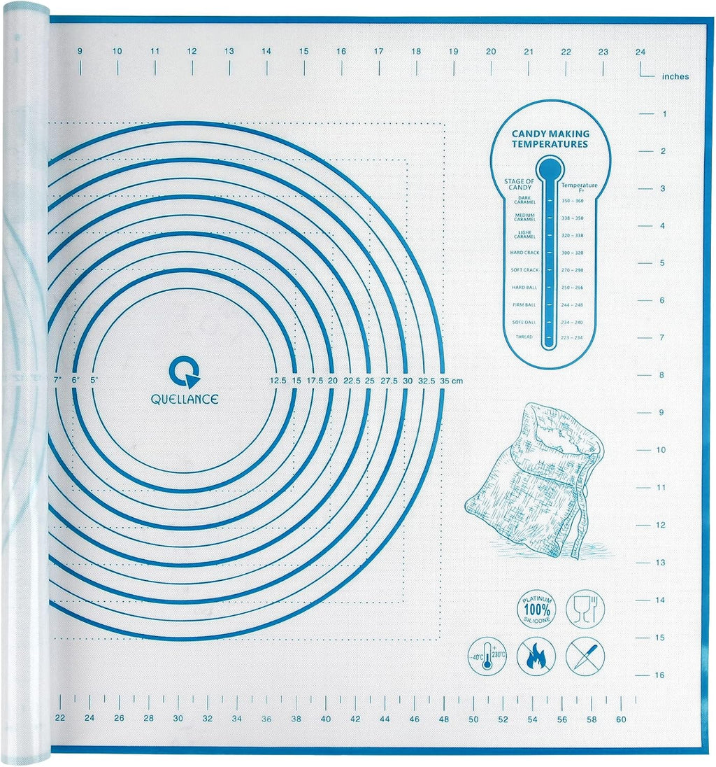 Silicone Baking Mat with Measurements, Pastry/Fondant/Dough Rolling Counter/Oven Liner Mat, 20''(W)28''(L) Blue