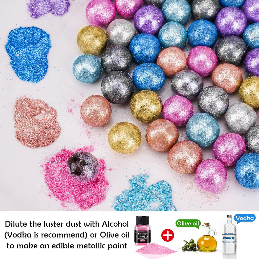 NiHome Edible Food-Grade Glitter Powder Glimmer Luster Dust Metallic Fancy Food Decorating Sprinkle Glimmery Dust for Drink Wine Beverage Cake Bakery Vegan Allergen-Free (Pink, 0.35oz/10g)