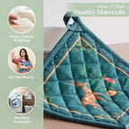 Maison d' Hermine Pot Holders 100% Cotton Heat Resistant Potholders 8" x 8" Hot Pads with Loop BBQ, Cooking, Baking, Grilling, Kitchen, Handling Hot Pans (Pack of 1, Hygge Christmas)