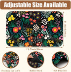 Dish Drying Mat Doodle Flower Meadow Coffee Bar Mat for Countertop Absorbent Rubber Backed Hide Stain Dish Drainer Rack Pad Coffee Pot Espresso Machine Dining Room Decoration 11.8 x 19.7 Inch