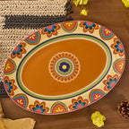 Bico Tunisian 16 plus 14 inch Oval Platters Set, Set of 2, Microwave and Dishwasher Safe, for Serving Fish, Chicken, Turkey