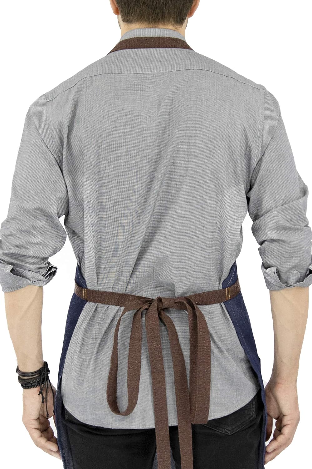 Under NY Sky Chef Apron – Professional Blue Denim – Cotton Straps - Smart Pockets - Adjustable for Men and Women – Pro Chef, Cook, Kitchen, Baker, Barista, Bartender, Server Aprons