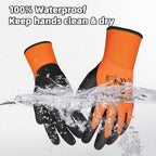 Schwer 2 Pairs Waterproof Work Gloves for Men and Women CR3306, Gardening Gloves with Double Latex Coated, Non-slip Working Gloves for Garden, Outdoor Construction, Car and Fish Cleaning, XL