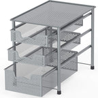 Simple Houseware Stackable 3 Tier Sliding Basket Organizer Drawer, Silver