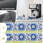 Dish Drying Mat Mandala Blue Floral Kitchen Mat 16"x24" Bsorbent Coffee Maker Mat for Dishes,Utensils Coffee Maker Pots and Pans Easy Clean Dish Slip Resistant Pad