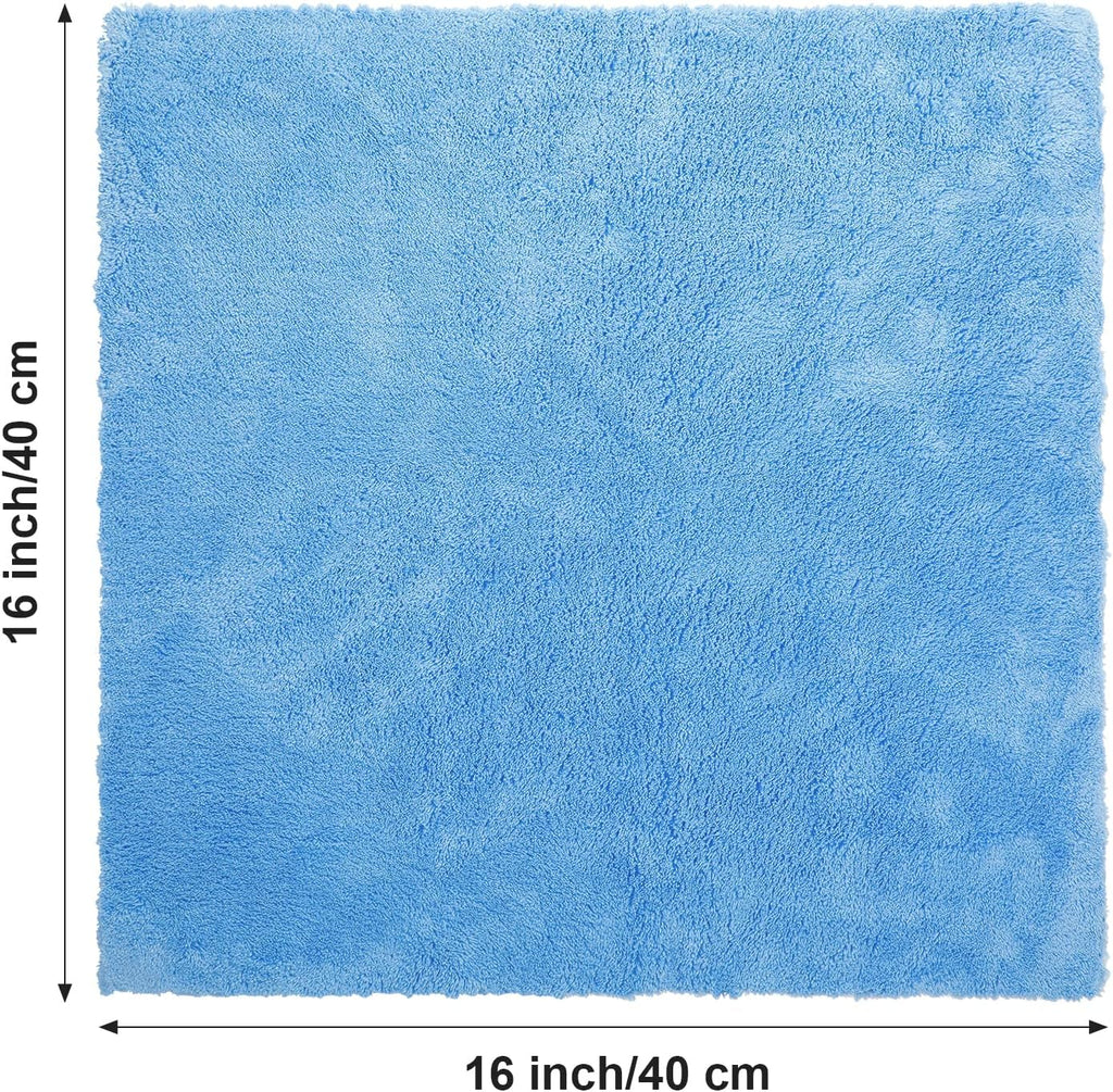 Shimeyao 30 Pcs 16 x 16 Inch Edgeless Microfiber Plush Towels for Cars Detailing Drying Wash Polishing Absorbent Cleaning Cloths, 500 GSM (16 x 16 Inch, Light Blue, 30 Pcs)
