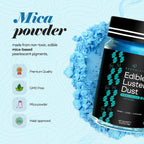 BeePoint Teal Blue Edible Luster Dust 15g - Food Grade, Vibrant Color Shimmer Powdered Dust for Drinks, Cocktails, Cake Decorating, Baking, Chocolates, Candy, Sweets, & Cookies - Vegan & Gluten Free