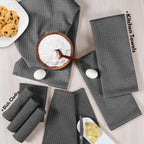 Native Fab Cotton Dish Towel & Dishcloth Set - 8 Piece Pack for Cleaning, Cooking, Baking - Absorbent, Durable, Washable, Quick Drying Towels for Home, Kitchen, BBQ & Everyday Use - Gray