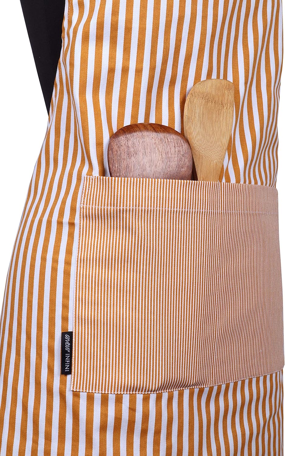 AMOUR INFINI Cotton Aprons for Women with Pockets Adjustable Strap and Waist Ties Reusable Printed Aprons for Baking, Cooking, Gardening (27.5 x 33 Inches - Yellow)