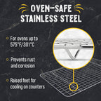 Checkered Chef Cooling Rack for Cooking and Baking - 8” x 11 ¾" Set of 2 Stainless Steel, Oven Safe Grid Wire Cookie Cooling Racks