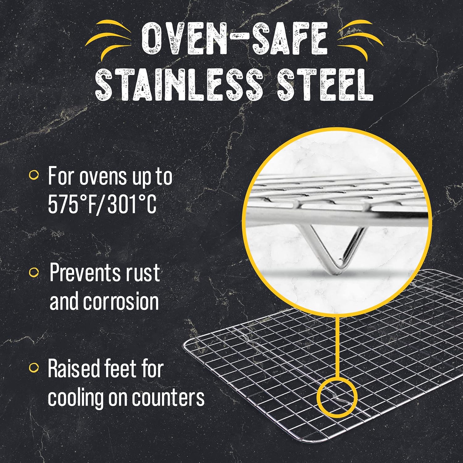 Checkered Chef Cooling Rack for Cooking and Baking - 8” x 11 ¾" Set of 2 Stainless Steel, Oven Safe Grid Wire Cookie Cooling Racks