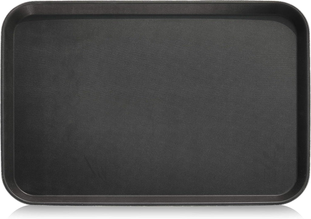 New Star Foodservice Restaurant Grade Non-Slip Tray, Plastic, Rubber Lined, Rectangular (Black, 18-Inch x 26-Inch)