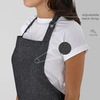 Chef Apron, Recycled Cotton Kitchen Apron with an Adjustable Neck with Long Ties, for cooking, baking