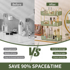 YCIA&DONE Bathroom Organizer Countertop, Makeup Storage, Skincare Cosmetic Tray Shelf, Perfume Holder Rack for Vanity Counter, Large Capacity, Easy to Install, Clean, 3 Tiers, Vintage Green