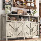 Buffet Cabinet with Storage Farmhouse with 4 Doors, 55'' Large Kitchen Storage Cabinet Wood Coffee Bar Buffet Sideboard for Kitchen, Dining Room, Entryway