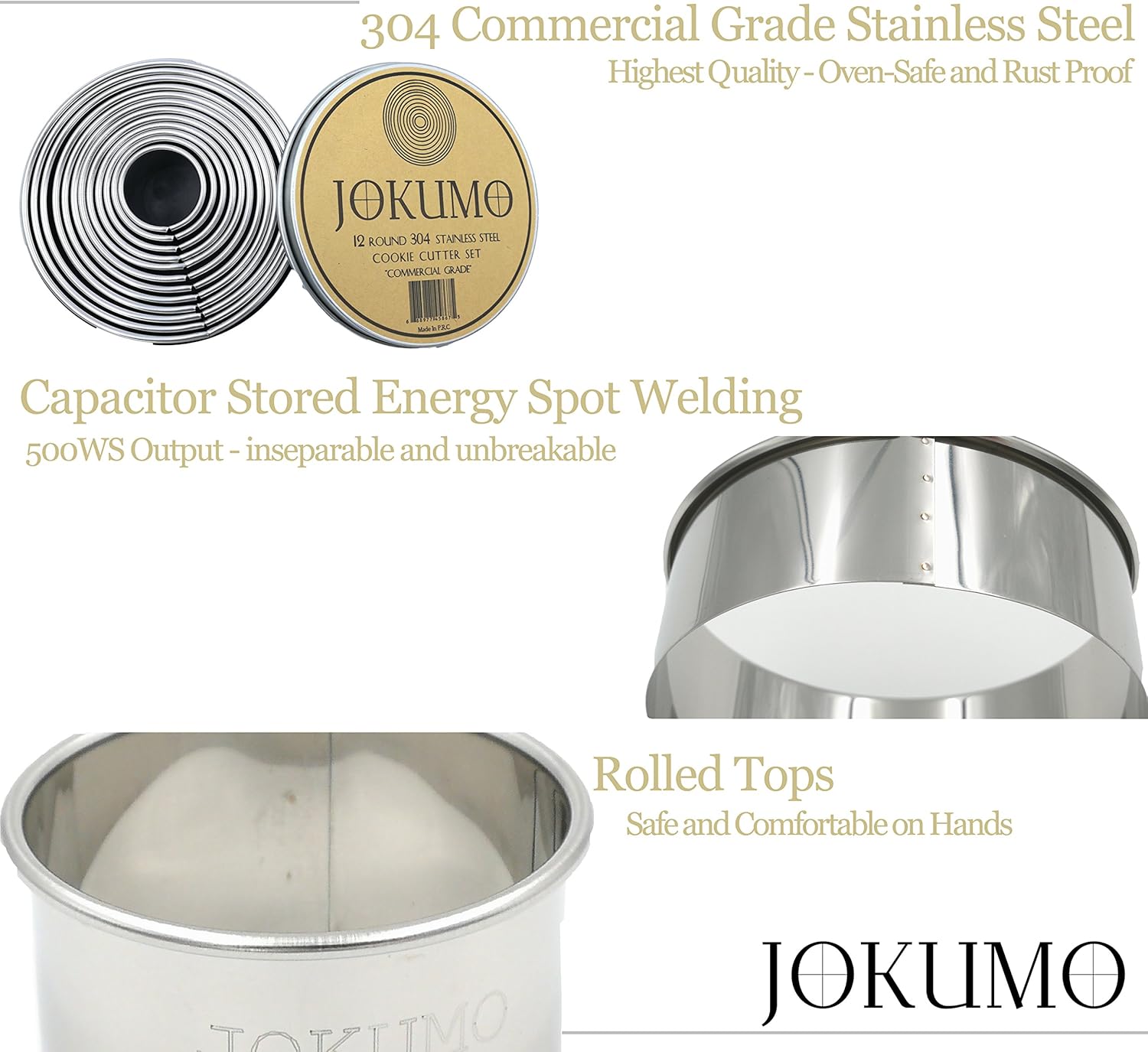 12 Piece Plain Round Pastry/Cookie Cutter Set Heavy Duty Commercial Grade 18/8 304 Stainless Steel - Metal Marked Size – Perfect For Cooking Enthusiast