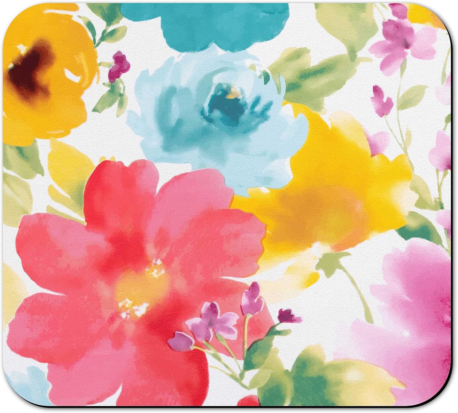 Dish Drying Mat, 16x18in, Watercolor Flower, Rubber Backed, Absorbent, Quick Dry, Fit Kitchen Counter, Bar, Under Sink, Dishes, Utensils, Dish Rack