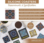Sirius Silicone Coasters Set of 4, Protect Against Water Marks or Damage - Fits All Cups, 3.5" Inch Size, Colored