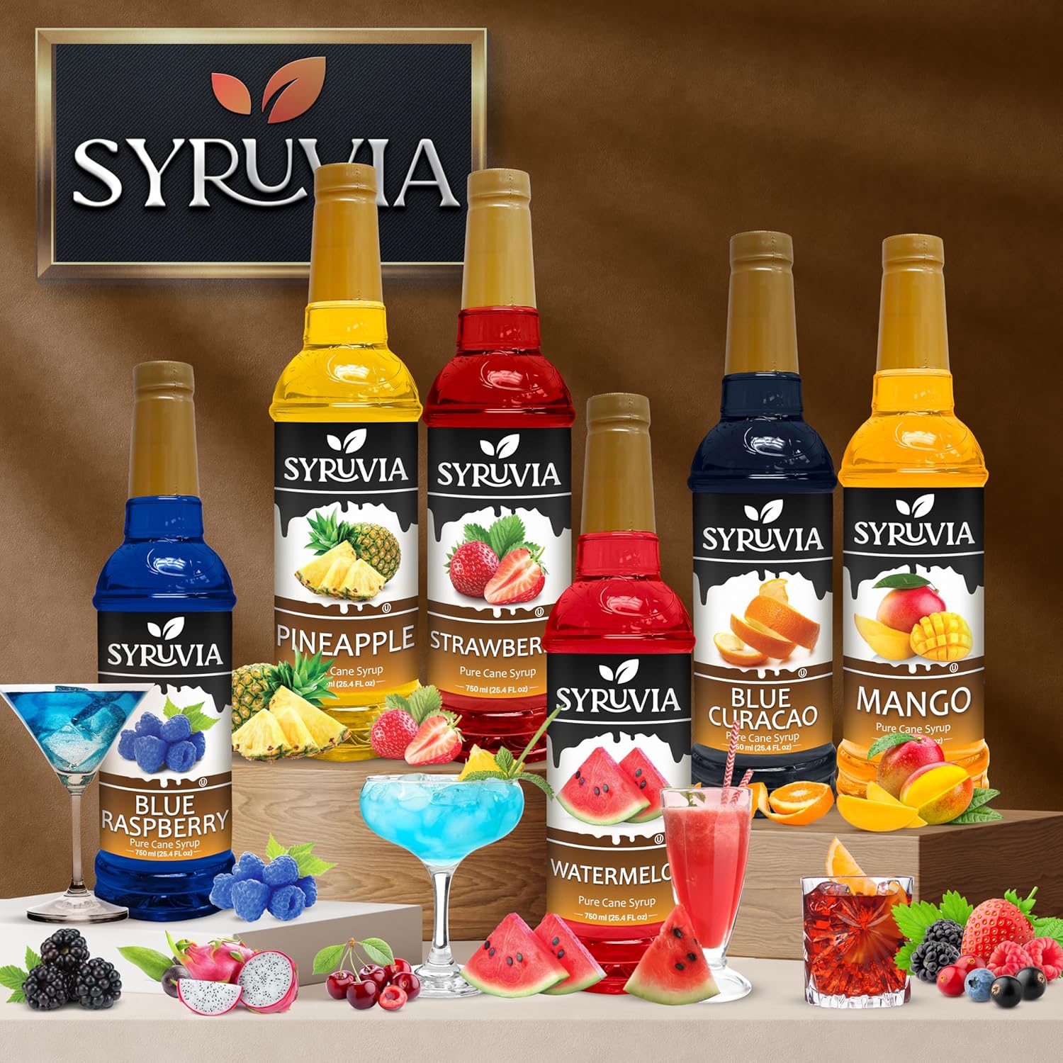 Syruvia BLUNILLA Coffee Syrup Vanilla Blueberry - 25.4 fl oz - Kosher Syrups, Gluten Free, No Coloring, Perfect for Drinks, Soda, Shakes, Desserts, and More.