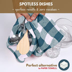 Native Fab 4-Pack Kitchen Towel with Hanging Loop 16x26 inches, Cotton Buffalo Check Kitchen Towels for Cleaning Drying, Washcloths Soft & Absorbent Cloth Rags, Bar Towel, Dish Cloth, Teal Green