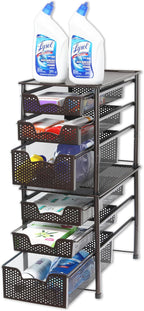 Simple Houseware Stackable 3 Tier Sliding Basket Organizer Drawer, Bronze