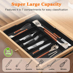 Expandable Large Silverware Organizer - BPA-Free Food-Safe Utensil Drawer Organizer Adjustable Kitchen Drawer Organizer Flatware Cutlery Tray, Classified Storage for Spoons Forks Knives
