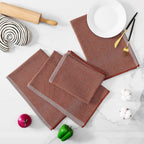 Homaxy Premium Kitchen Towels(18”x 28”, 8 Pack), Large Cotton Kitchen Hand Towels, Flat and Terry Dish Towels, 380 GSM Highly Absorbent Tea Towel Set with Hanging Loop, Rust