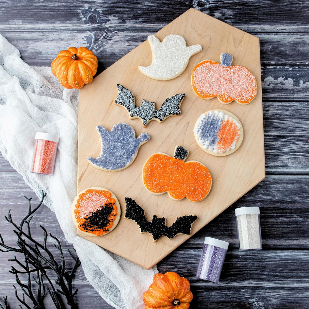 Sweets Indeed Halloween Sugar Sprinkles 4-Pack – 4.52 oz Spooky Sugar Set | White, Orange, Black & Purple Decorating Sugars | Edible Baking Decorations for Cookies, Cupcakes & Cakes