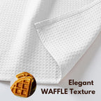 Native Fab Cotton Kitchen Towel with Hanging Loop 16x26 inches, 6-Pack, Waffle Weave Kitchen Towels for Cleaning Drying, Washcloths Soft & Absorbent Cloth Rags, Bar Towel, Dish Cloth, White