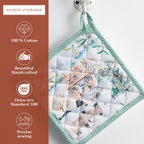 Maison d' Hermine Pot Holders Set 100% Cotton Heat Resistant Potholders 8" x 8" Hot Pads with Loop BBQ, Cooking, Baking, Grilling, Kitchen, Handling Hot Pans (Pack of 2, Snowy World)