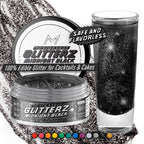 MONÉGASQUE Black Edible Glitter for Drinks 10g – Halloween Edible Glitter for Cakes & Cocktails – Cocktail & Drink Shimmer Dust – Cupcake Sprinkles Decorating Toppers & Cake Decorations Spray Sparkles
