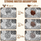 Dish Drying Mat Black and White Chrysanthemum Flower Coffee Bar Mat Absorbent Coffee Mat Rubber Backed Hide Stain Dish Drainer Rack Mat Coffee Maker Coffee Pot Dining Room Decoration 11.8 x 19.7 Inch