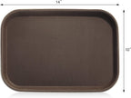 New Star Foodservice Restaurant Grade Non-Slip Tray, Plastic, Rubber Lined, Rectangular (Brown, 10-Inch x 14-Inch)