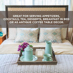 3 Pie­ce Decorative Nested Vintage Wood Serving Tray Set for Coffee Table or Ottoman – Rustic Wooden Breakfast Trays for Kitchen, Dining Room, or Living Room – Farmhouse Platter w/Handles - Barnwood