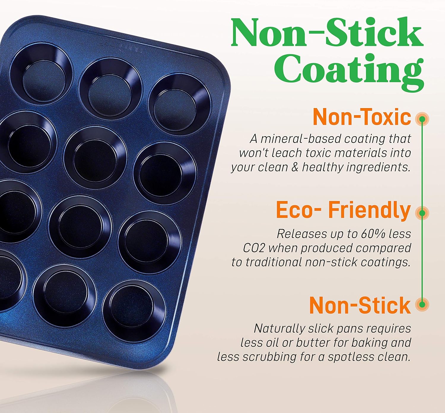 NutriChef 12-cup Blue Oven Muffin Pan, Non-Stick Coated Layer Surface, Even Heating Muffin Tray for Muffins, Cupcakes, Pastries & Mini Pies, Used for Model Number NCBK6TR