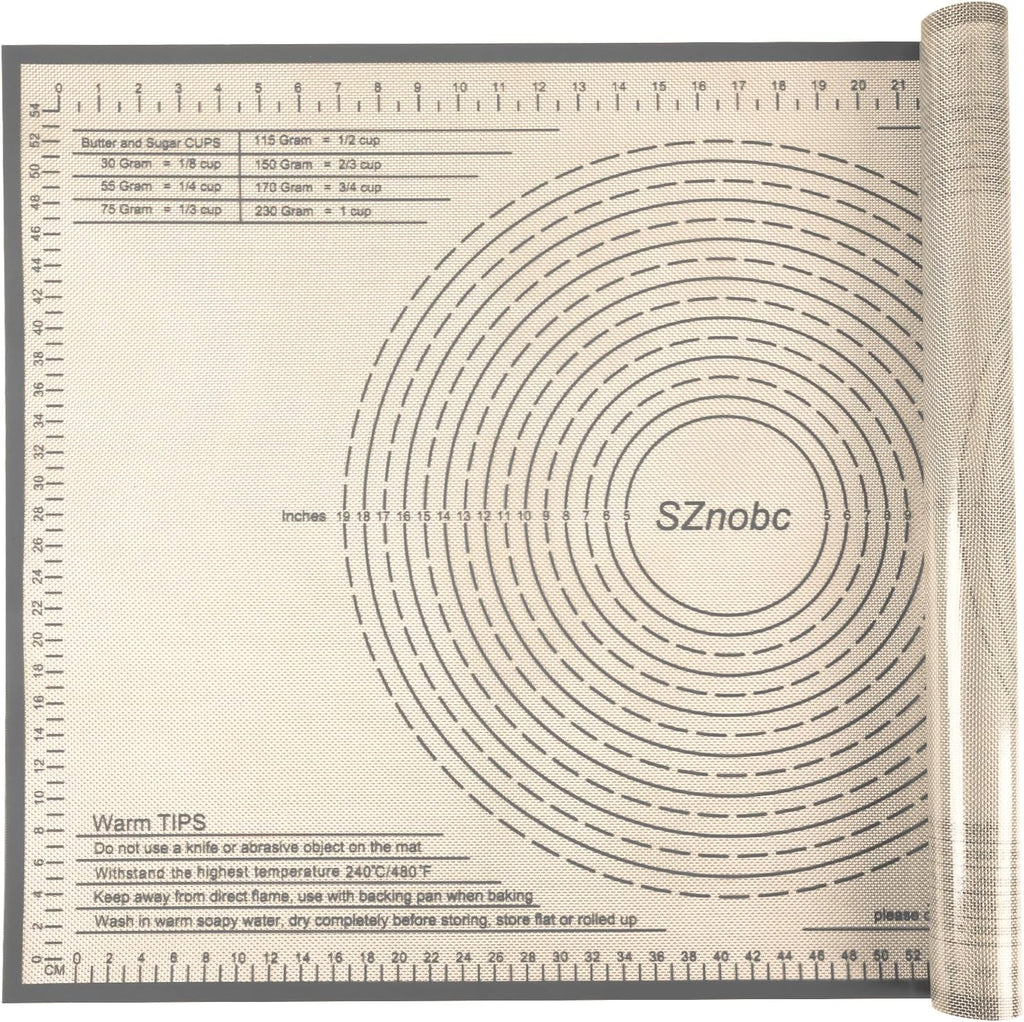 Silicone Baking Mat 36x24 Inch Nonstick Pastry Mat Perfect for Dough Mat, Pastry Board, Kitchen Counter Mat - For Dough, Pastry, Pie Crust, Fondant, Cookies, Bread, Pasta/Pizza, Grey