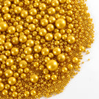 Kasvan Gold Pearl Sugar Sprinkles - Edible Candy Pearls 130g/4.58 Oz, Mix Size, Baking Cake Decorations, Ice Cream Toppings and Cookie Decorating, Wedding Party Chirstmas Supplies