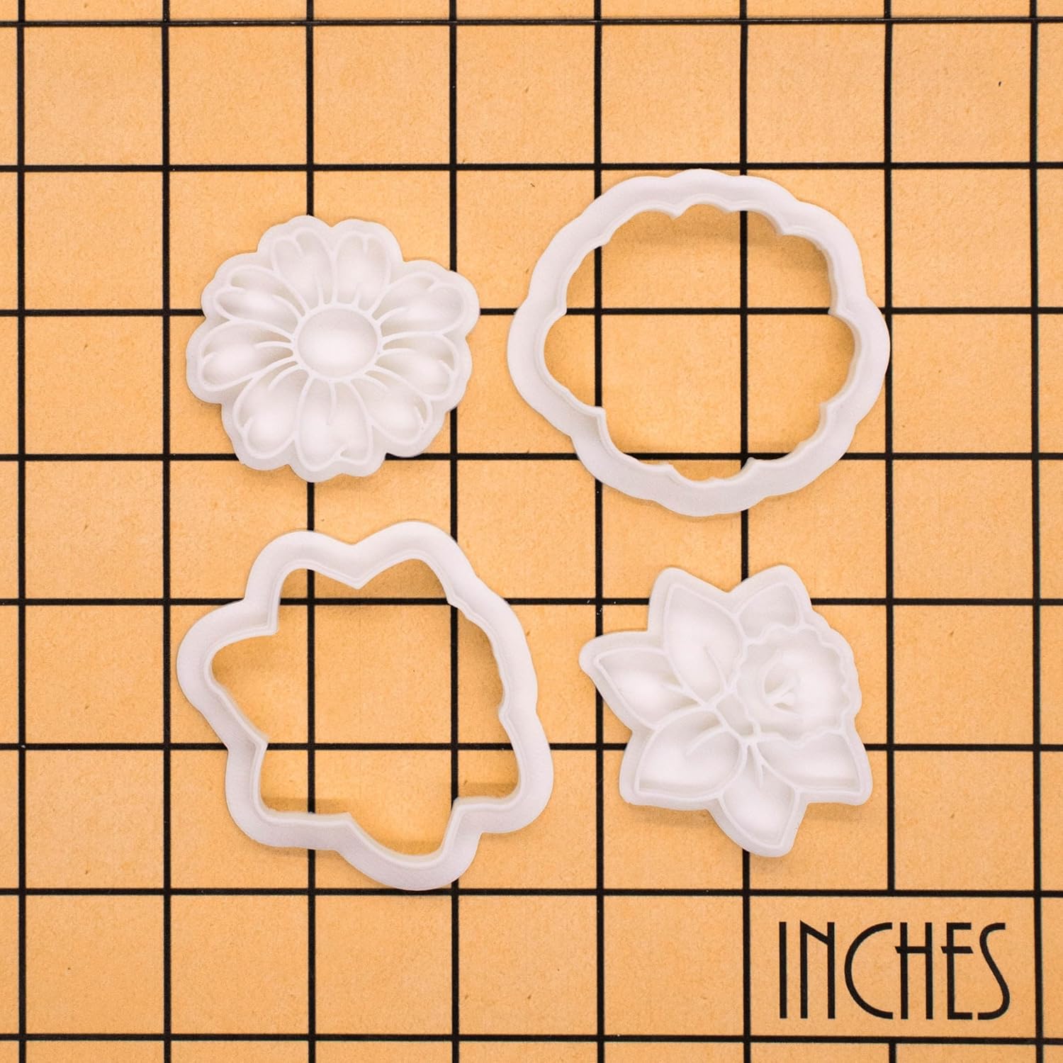 BAKERLOGY Meadow Blooms - Mini 2" Cookie Cutter & Stamp Set - Daffodil & Daisy Design for Easter & Spring Cookies, Cupcakes & Fondant Decorations