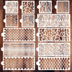 Cake Stencils Decorating Buttercream Cookie Stencils for Royal Icing Leopard Airbrush Snake Skin Mermaid Scale Stencil Cheetah Cow Print Templates for Baking (Large Cake Stencil)
