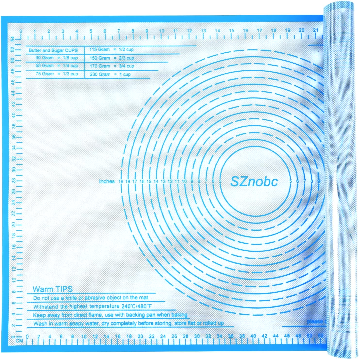 Silicone Pastry Mat 36'' By 24'' Extra Large Baking Mat with Measurements for Dough Rolling, Kneading Board, Kitchen Counter Mats for Dough, Pastry, Fondant, Pie Crust, Cookies, Bread, Pasta, Pizza