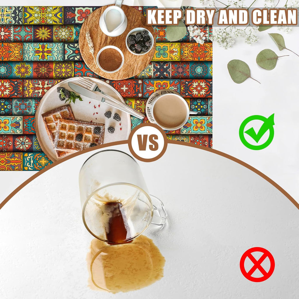 Boho Dish Drying Mat Colorful Mandala Flower Coffee Bar Mat for Countertop Absorbent Rubber Backed Hide Stain Dish Drainer Rack Pad Coffee Pot Espresso Machine Cafe Table Decoration 11.8 x 19.7 Inch