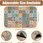 Dish Drying Mat Multicolor Portuguese Tiles Coffee Bar Mat for Countertop Absorbent Rubber Backed Hide Stain Dish Drainer Rack Pad Coffee Maker Espresso Machine Dining Room Decor 15.7 x 23.6 Inch
