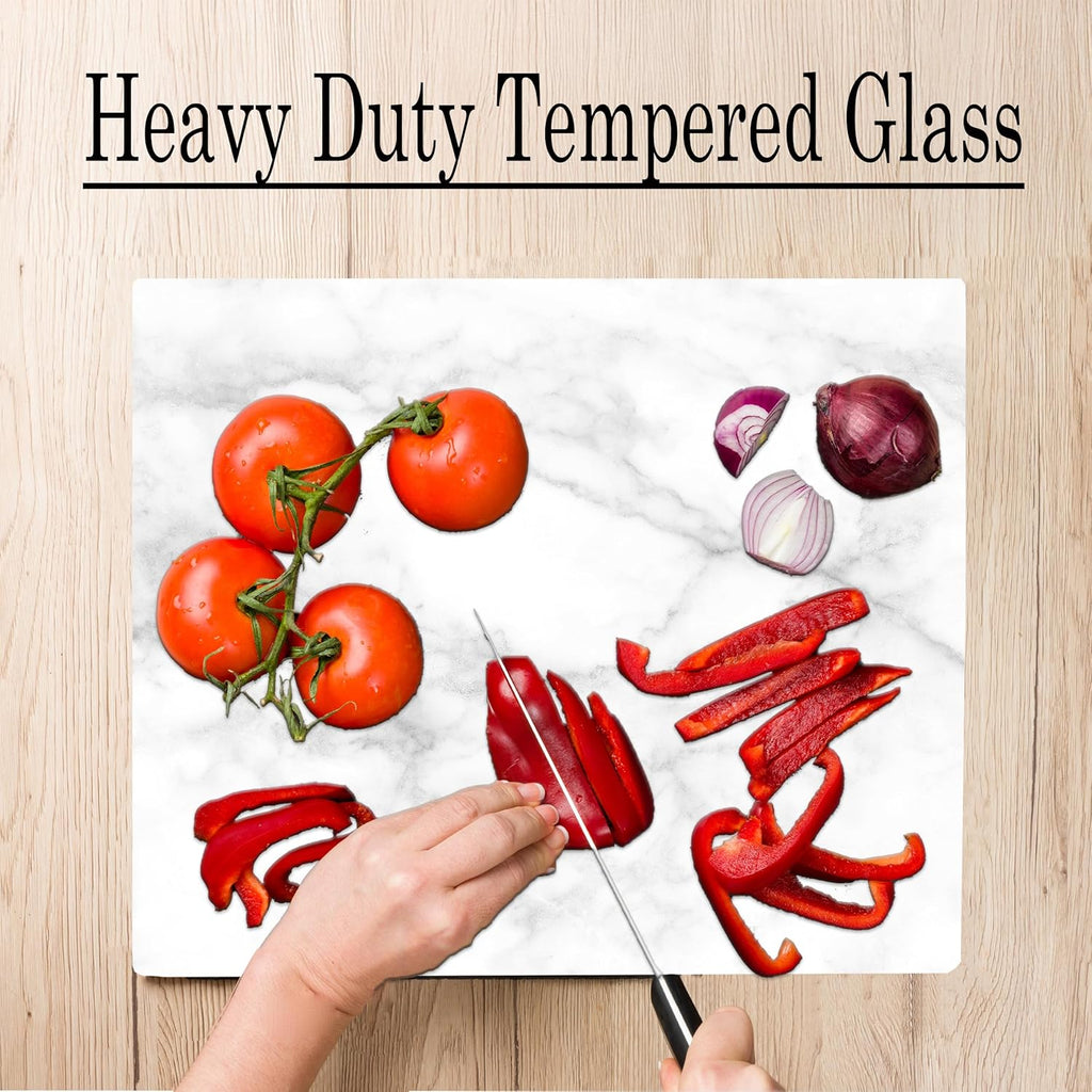 White Agate Marble Kitchen Glass Cutting Board Ocean Decorative Gift Marbled Granite Stone Rock Gift For Her Mom Wife (Marble)