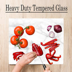 White Agate Marble Kitchen Glass Cutting Board Ocean Decorative Gift Marbled Granite Stone Rock Gift For Her Mom Wife (Marble)