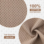 Kitinjoy 100% Cotton Kitchen Dish Cloths, 6 Pack Waffle Weave Ultra Soft Absorbent Dish Towels for Drying Dishes Quick Drying Kitchen Towels Dish Rags, 12 X 12 Inches, Tan