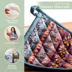 Maison d' Hermine Pot Holders Set 100% Cotton Heat Resistant Potholders 8" x 8" Hot Pads with Loop BBQ, Cooking, Baking, Grilling, Kitchen, Handling Hot Pans (Pack of 2, Fair Isle)