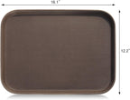 New Star Foodservice Restaurant Grade Non-Slip Tray, Plastic, Rubber Lined, Rectangular (Brown, 12-Inch x 16-Inch)